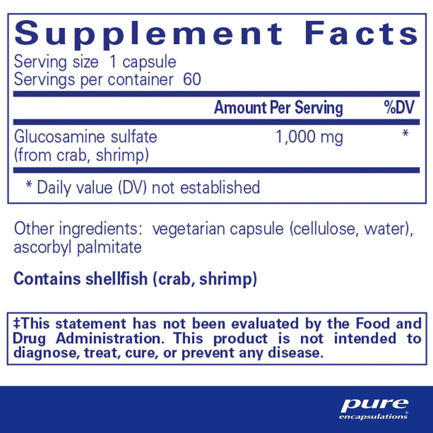 Glucosamine Sulfate 1,000 mg.