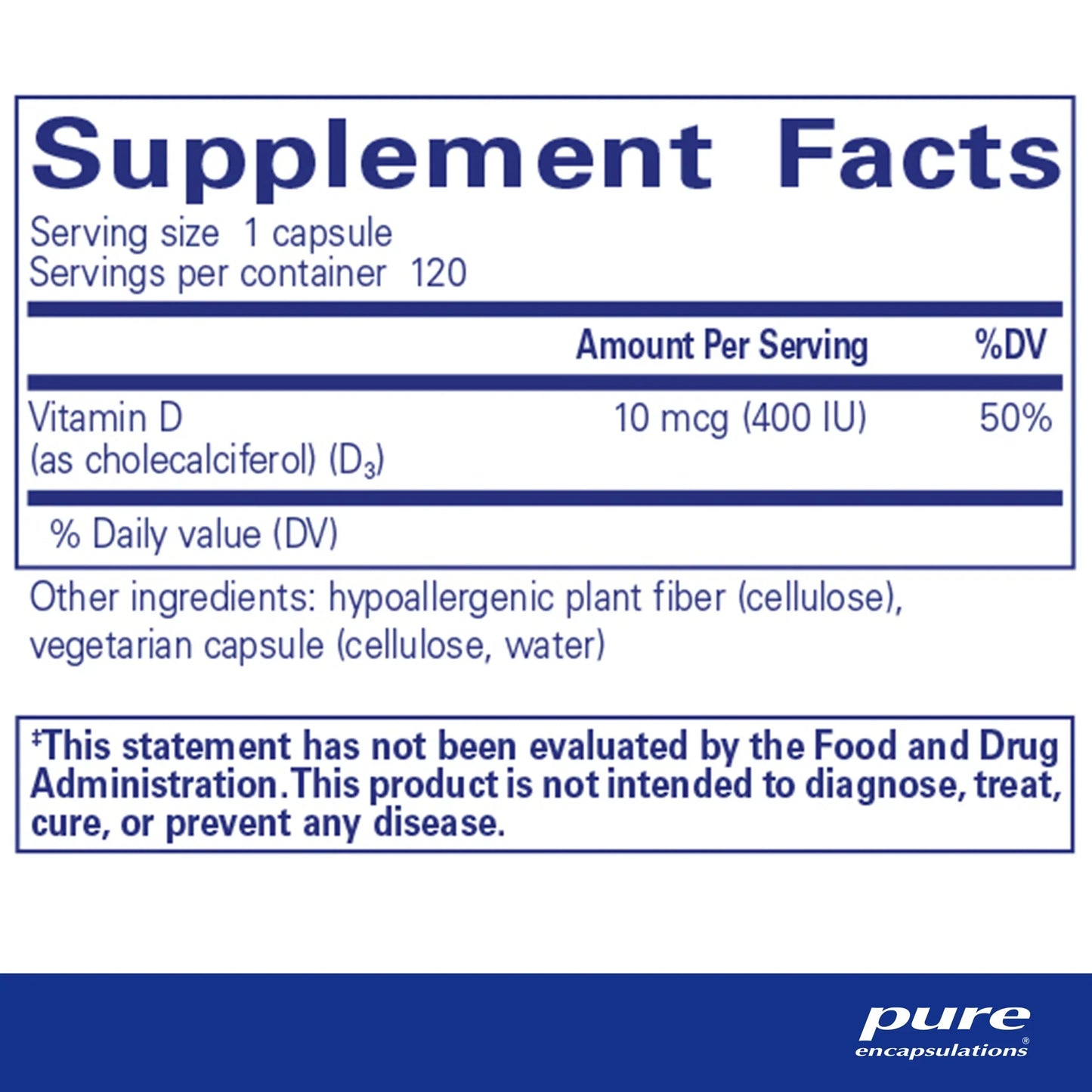 Vitamin D3 10 mcg (400 IU)